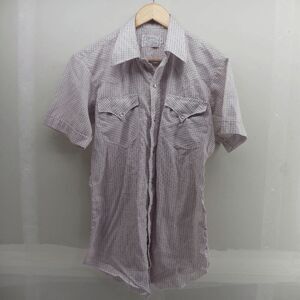 Vintage H Bar C Western Pearl Snap Shirt Mens 15-33 Sz M Short Sleeve Long Tail